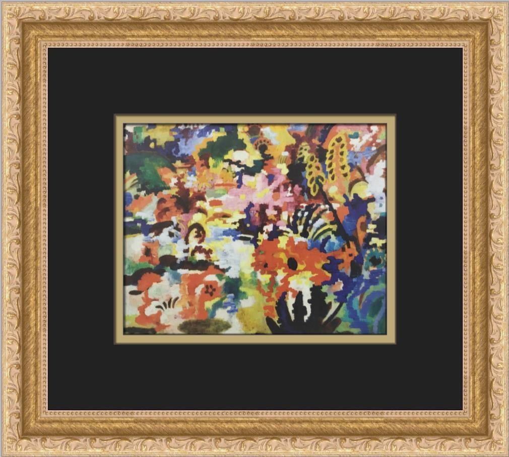 August Macke Flower Carpe Custom Framed Print: August Macke Flower Carpe Custom Framed Print Size: Medium Region Of Origin: United States Artist: August Macke Production Technique: Offset Lithograph Framing: Matted & Framed Style: Expressionism Im