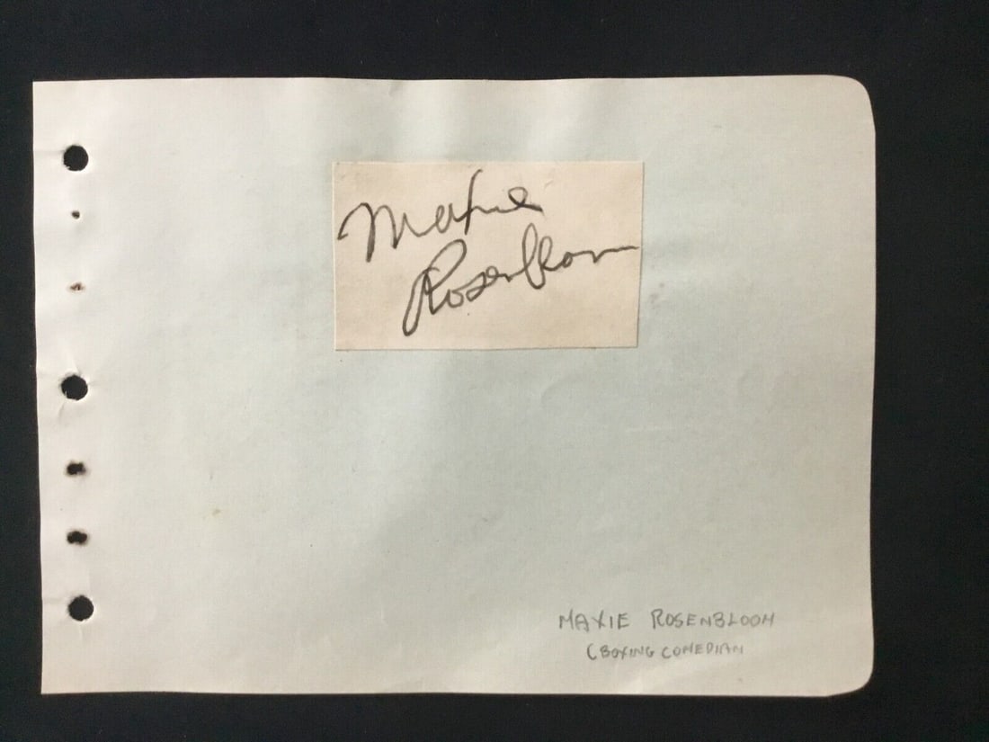Maxie Rosenbloom Boxing Comedian Signed Cut Signature: Maxie Rosenbloom Boxing Comedian Signed Cut Signature Signed By: Maxie Rosenbloom Signed: Yes Object Type: Cut Signature Original/Reproduction: Original 1 x 2 Paper on 4 x 6 Paper Signed by Maxie Rose