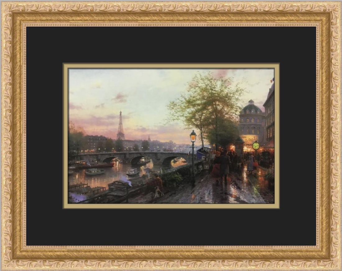 Thomas Kinkade Paris Eiffel Tower Custom Framed Print: Thomas Kinkade Paris Eiffel Tower Custom Framed Print Size: Medium Region Of Origin: United States Artist: Thomas Kinkade Production Technique: Offset Lithograph Framing: Matted & Framed Style: Americ