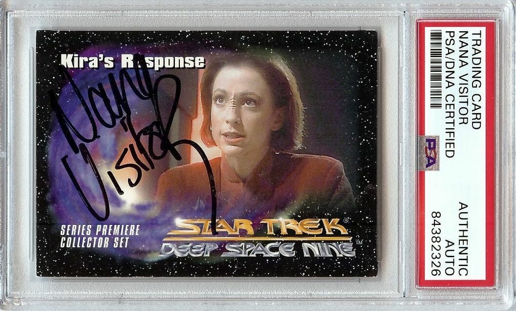 Nana Visitor Autographed Trading Card Star Trek: DS9 Kira Nerys PSA: Nana Visitor Autographed Trading Card Star Trek: DS9 Kira Nerys PSA Object Type: Trading Card Industry: Television Original/Reproduction: Original Autograph Authentication: Professional Sports (PSA/DN