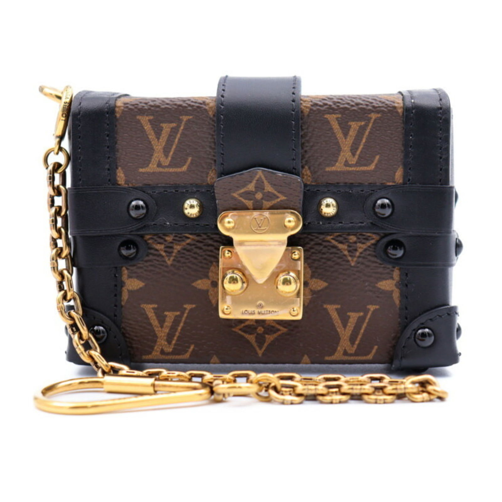 LOUIS VUITTON Louis Vuitton Essential Trunk Key Holder M62553 Monogram Canvas Leather Brown Black: LOUIS VUITTON Louis Vuitton Essential Trunk Key Holder M62553 Monogram Canvas Leather Brown Black Gold Hardware Bag Charm Accessory Pouch Brand: Louis Vuitton Line: Monogram Model: essential trunk Gen
