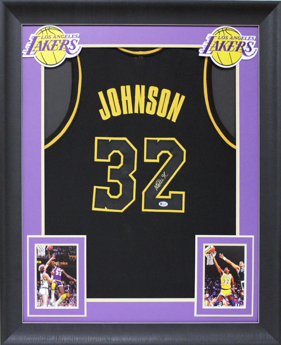 Magic Johnson Signed Black Pro Style Framed Jersey BAS Witnessed: Magic Johnson Signed Black Pro Style Framed Jersey BAS Witnessed Sport: Basketball Product: Jersey Original/Reprint: Original Player: Magic Johnson Autograph Authentication: Beckett Team: Los Angeles 