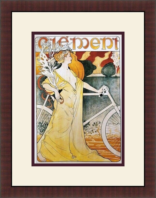 Clement Cycling Art Custom Gallery Framed Print: Clement Cycling Art Custom Gallery Framed Print Features: Framed Matted Region Of Origin: united states Item Width: 14 in Title: Cycling Art Production Technique: Lithography Item Length: 14 in Item H