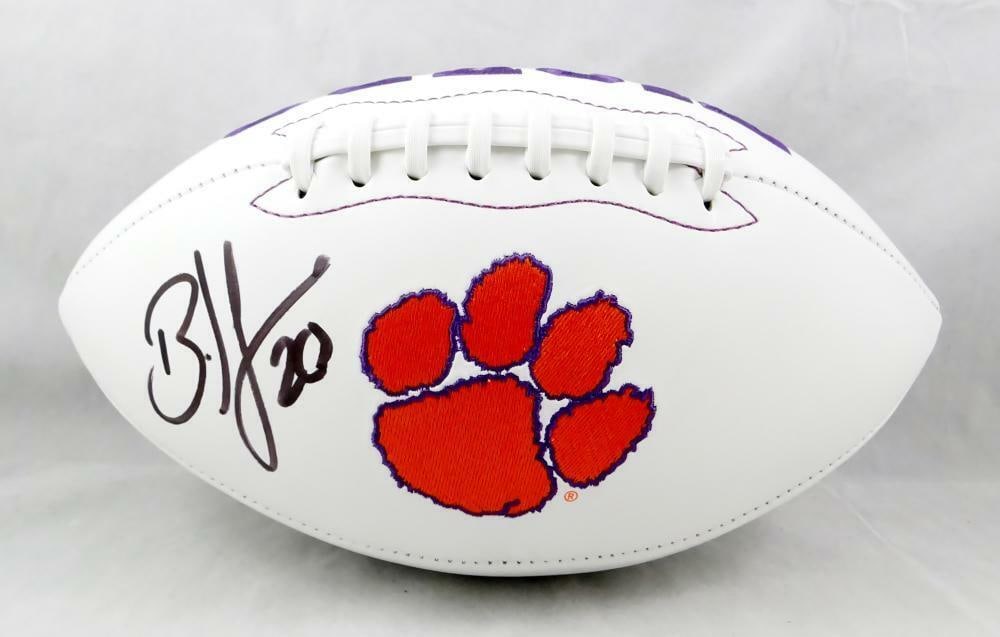 Brian Dawkins Autographed Clemson Tigers Logo Football - Beckett *Black: Brian Dawkins Autographed Clemson Tigers Logo Football - Beckett *Black Sport: Football Product: Ball Original/Reprint: Original Autograph Authentication: Beckett Player: Brian Dawkins Team: Clemson T