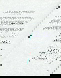Steve McQueen Signed 8.5x11 1970 Solar Products BOD Contract Signature Page BAS: Steve McQueen Signed 8.5x11 1970 Solar Products BOD Contract Signature Page BAS Industry: Movies Original/Reproduction: Original Autograph Authentication: Beckett Product Coa: Beckett Product Signed B