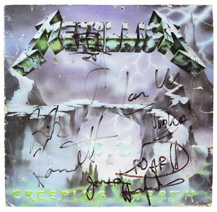 Metallica (4) Burton Hetfield Ulrich & Hammett Signed Album Cover BAS #AB91686: Metallica (4) Burton Hetfield Ulrich & Hammett Signed Album Cover BAS #AB91686 Original/Reproduction: Original Industry: Music Product Coa: Beckett Product Signed By Name: Cliff Burton James Hetfield