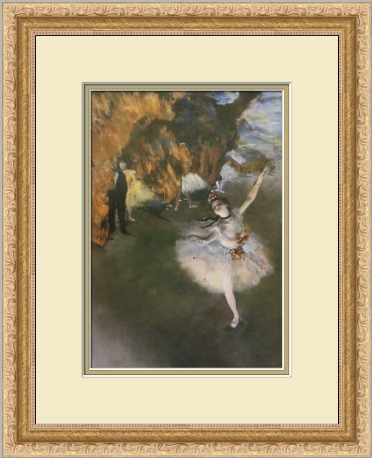 Edgar Degas Ballet Dancer on Stage Newly Custom Framed Print: Edgar Degas Ballet Dancer on Stage Newly Custom Framed Print Features: Framed Matted Region Of Origin: United States Item Width: 12 in Title: Ballet Dancer on Stage Production Technique: Offset Lithog
