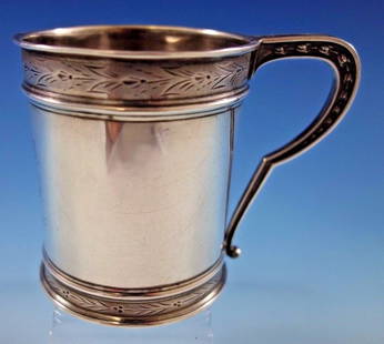 Frank Whiting Sterling Silver Baby Child's Cup Mug Brite-Cut Borders #113E: Frank Whiting Sterling Silver Baby Child's Cup Mug Brite-Cut Borders #113E Maker: Whiting Manufacturing Company Composition: Sterling Silver Frank whitingfrank whiting sterling silver child's cup feat
