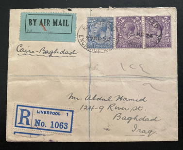 1924 England Via First Flight Cairo Egypt - Bagdad Iraq Early Airmail Cover: 1924 England Via First Flight Cairo Egypt - Bagdad Iraq Early Airmail Cover Place Of Origin: Great Britain Topic: Insects Pre-Owned The MYNT Guarantee: All items in this auction are guaranteed to be 1