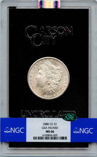 1880-CC Morgan Dollar NGC MS66 GSA HOARD S$1(CAC): 1880-CC Morgan Dollar NGC MS66 GSA HOARD S$1(CAC) Certification: NGC Certification Number: 6100854005 Grade: MS66 Year: 1880 Circulated/Uncirculated: Uncirculated Mint Location: Carson City Designatio