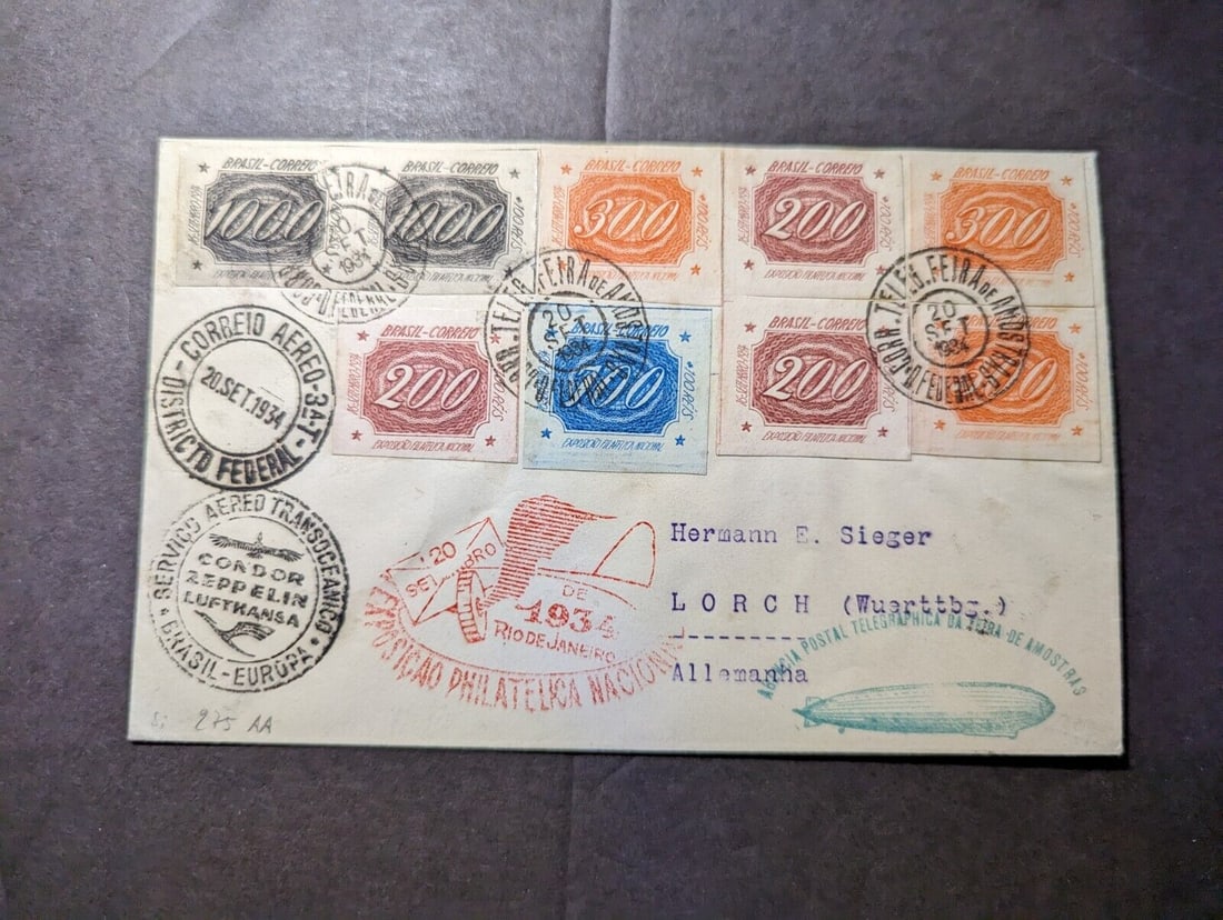 1934 Brazil LZ 127 Graf Zeppelin Cover Feira to Lorch Germany Philatelic Expo: 1934 Brazil LZ 127 Graf Zeppelin Cover Feira to Lorch Germany Philatelic Expo Place Of Origin: Brazil Quality: Used Grade: Ungraded Certification: Uncertified Pre-Owned The MYNT Guarantee: All items i