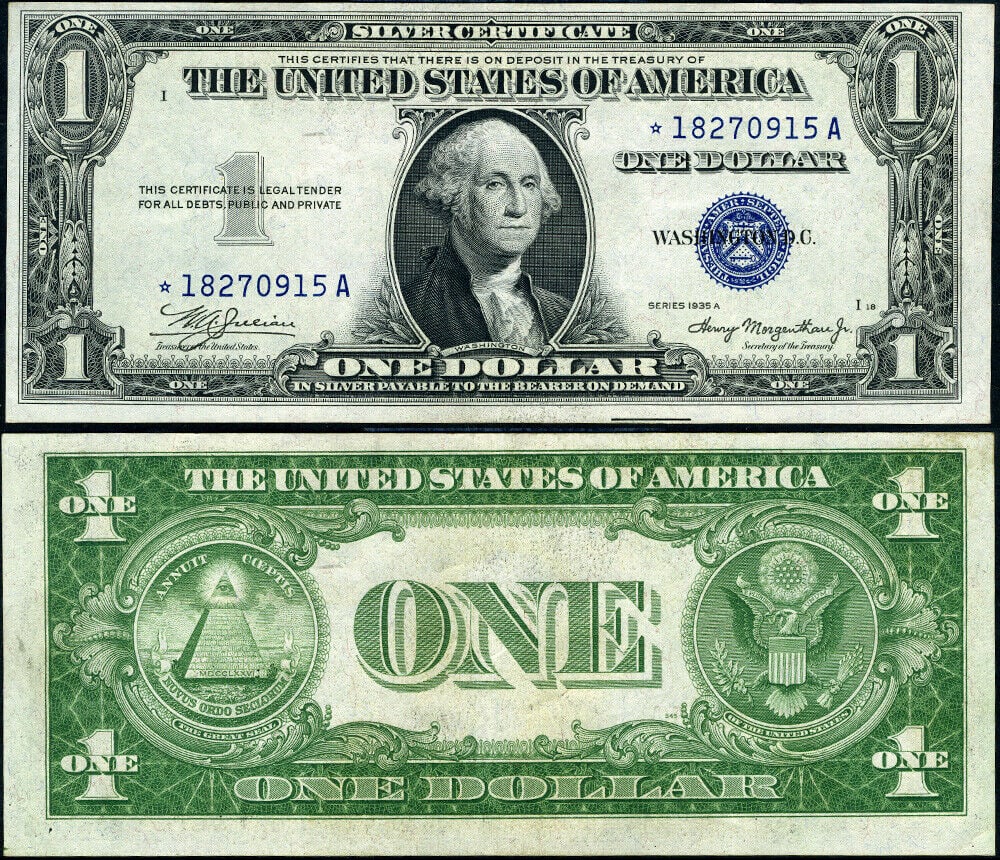 FR. 1608* $1 1935-A Silver Certificate Mule *-A Block AU+ Star: FR. 1608* $1 1935-A Silver Certificate Mule *-A Block AU+ Star Circulated/Uncirculated: Circulated Grade: AU+ Certification: Uncertified Denomination: $1 Type: Silver Certificate Year: 1935-A Pre-Owne