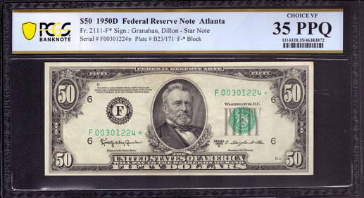 2001 $50 Federal Reserve Star Notes Richmond Single Star S/N