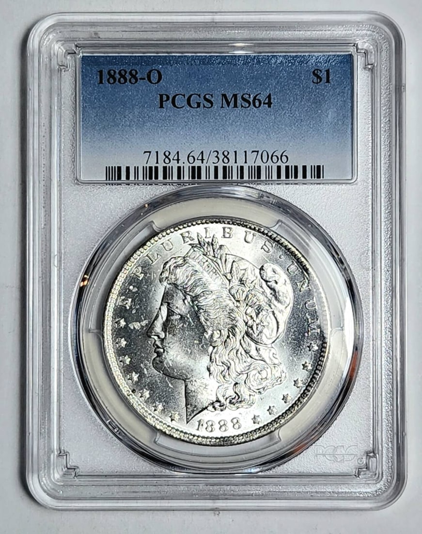 1888 O Morgan Silver Dollar PCGS MS-64 - WHITE!: 1888 O Morgan Silver Dollar PCGS MS-64 - WHITE! Certification: PCGS Composition: Silver Grade: MS 64 Year: 1888 Circulated/Uncirculated: Uncirculated Mint Location: New Orleans Km Number: Unknown Cert