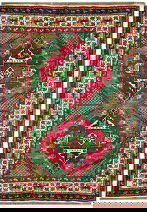 6 x 7 Sage Green Kazak Rug: 6 x 7 Sage Green Kazak Rug Free continental US Shipping Size in Feet: Width: 6 x Length: 7 Size in Inches: Width: 72 in x Length: 84 in Colors: Sage Green Red Ivory Weave: 100% Handmade Pile: 5/16 Woo