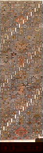 3 x 10 Super Kazak Runner Rug: 3 x 10 Super Kazak Runner Rug Free continental US Shipping Size in Feet: Width: 2.66 x Length: 10.08 Size in Inches: Width: 32 in x Length: 121 in Colors: Gray Weave: Hand-knotted Material: Wool Patte