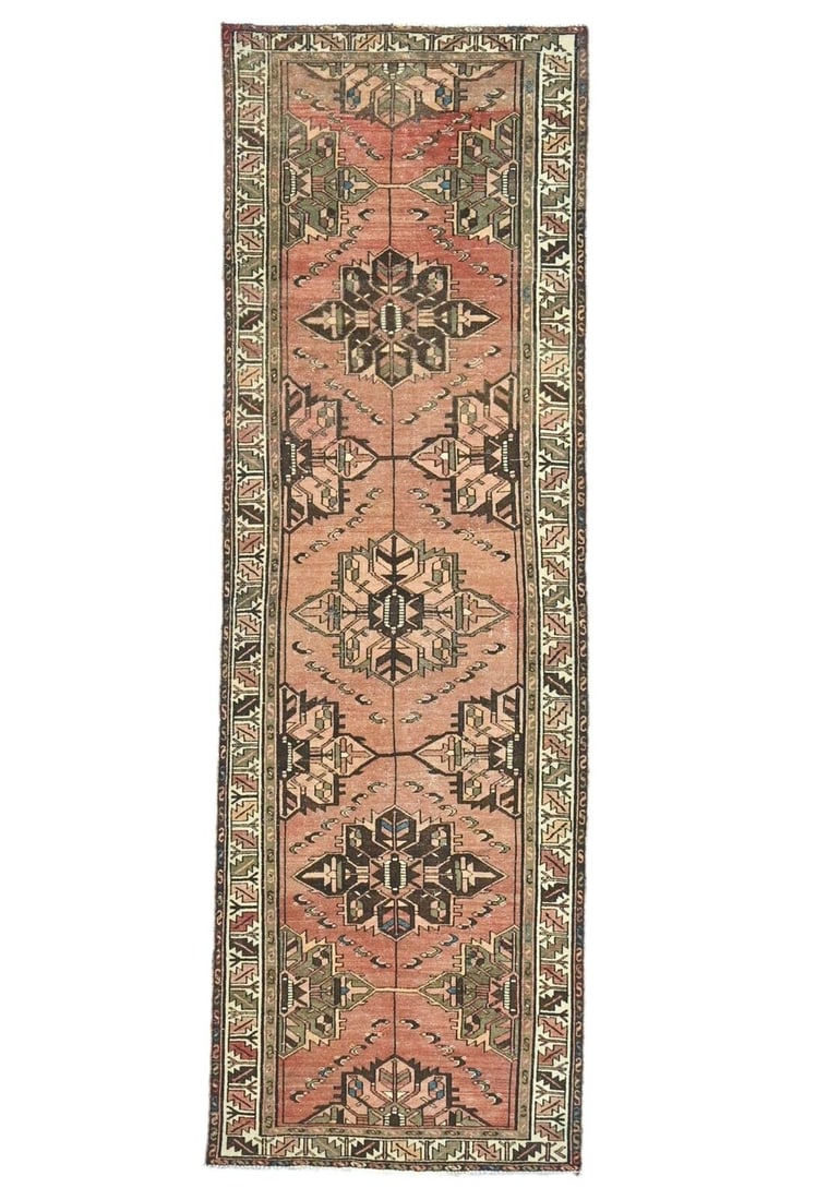 Handmade Muted Tribal Distressed 3X10 Vintage Oriental Runner Rug Hallway Carpet: Handmade Muted Tribal Distressed 3X10 Vintage Oriental Runner Rug Hallway Carpet Type: Runners Size: 32 X 98" Color: Muted Colors: Bittersweet Red Cream Brown etc Weave: Hand-Knotted Material: Wool It