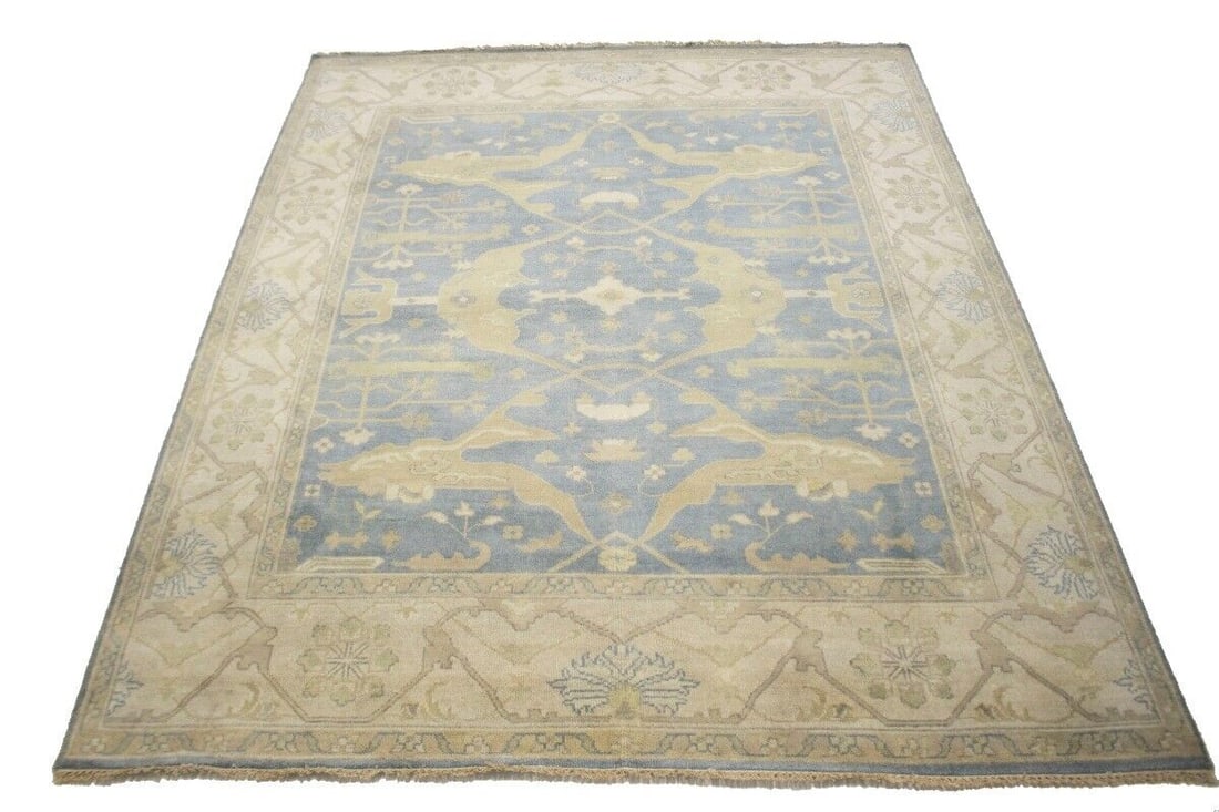 Classic Floral Design Muted Gray 8X10 Oushak Chobi Oriental Rug Handmade Carpet: Classic Floral Design Muted Gray 8X10 Oushak Chobi Oriental Rug Handmade Carpet Type: Area Rugs Color: Muted Colors: Gray Cream Beige etc Size: 99 X 81 Ft" Production Technique: Knotted Material: Wool