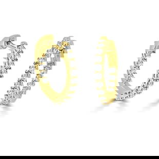 14k Yellow Gold & Diamond Hoop Earrings 1/2 Ctw: 14k Yellow Gold & Diamond Hoop Earrings 1/2 Ctw Side Stone Weight (Cts): 0.51 Gender: Women's Metal: Yellow Gold Total Carat Weight: 0.51 Color: Gold Metal Purity: 14KT Diamond Clarity Grade: Slightly