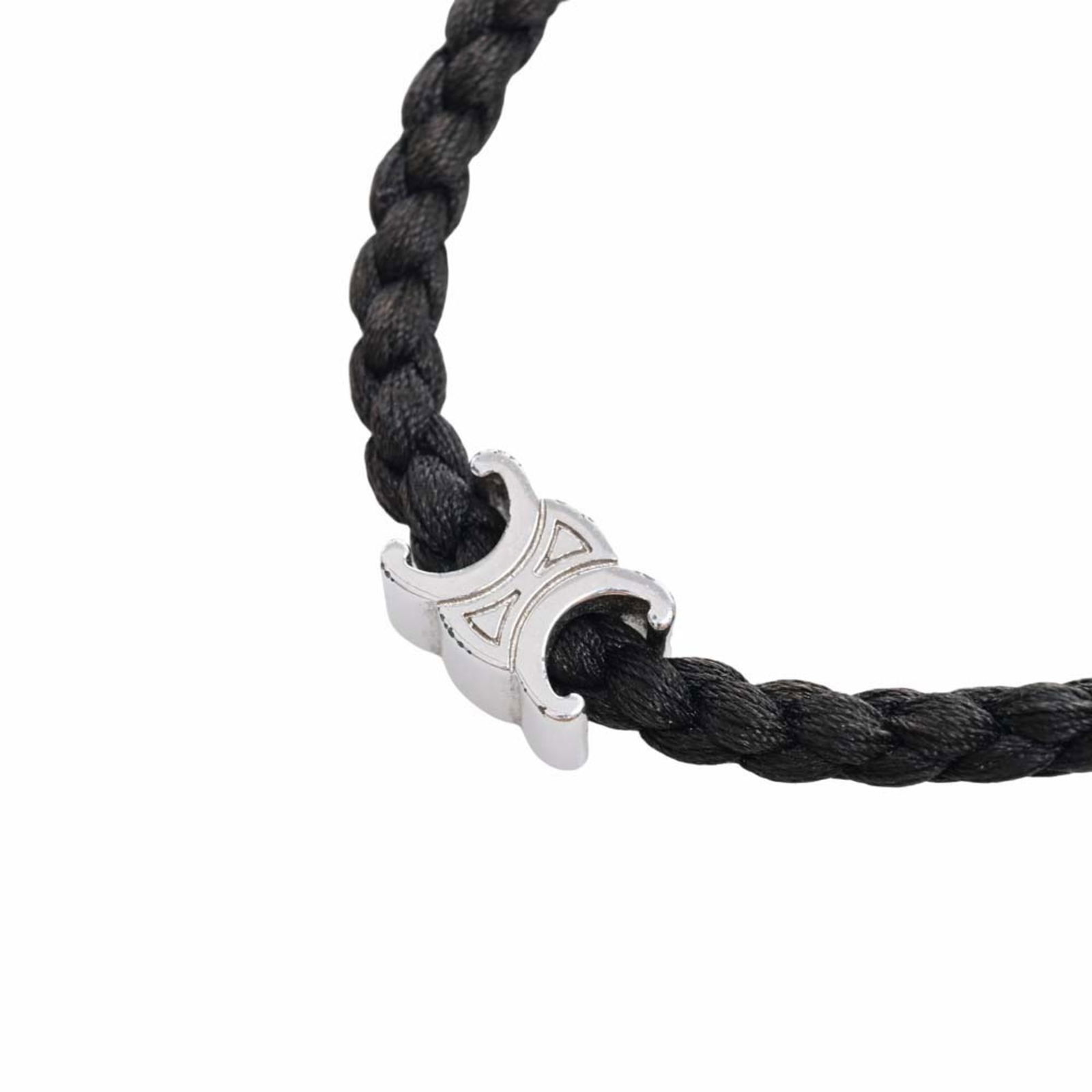 Celine Silk Triomphe Beach Bracelet Black Ladies: Celine Silk Triomphe Beach Bracelet Black Ladies Brand: Celine Type: Charm bracelet Gender: Women Material: Metal Silk Color: Black Length: 18cm - 23.5cm / 7.08 - 9.25 Condition: Used (very good) Over