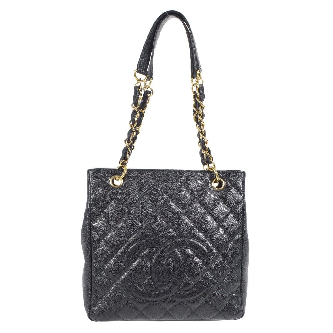 Chanel Petite Shopping Tote PST Chain Hand Tote Bag Black Caviar: Chanel Petite Shopping Tote PST Chain Hand Tote Bag Black Caviar Bag Width: 9 in Pattern: Caviar Bag Height: 9 in Closure: Magnetic Occasion: Casual Size: Medium Lining Material: Canvas Bag Depth: 3 i