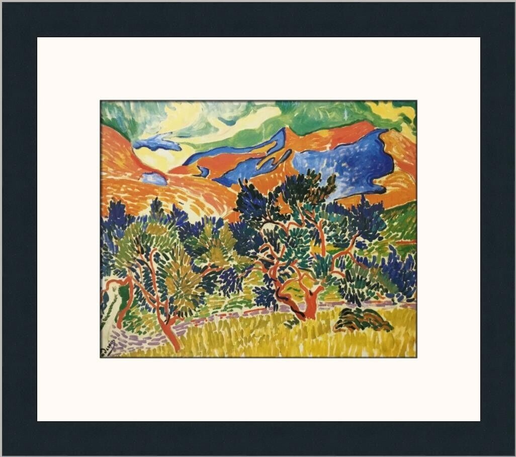 Andre Derain Mountains Collioure Custom Framed Print: Andre Derain Mountains Collioure Custom Framed Print Unit Of Sale: Single-Piece Work Artist: Andre Derain Size: Medium Custom Bundle: No Item Length: 16 in Region Of Origin: united states Framing: Mat