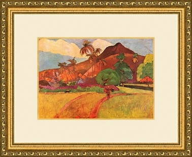 Paul Gauguin - Tahitian Landscape Print NEWLY MUSEUM STYLE CUSTOM FRAMED: Paul Gauguin - Tahitian Landscape Print NEWLY MUSEUM STYLE CUSTOM FRAMED Features: Framed Matted Region Of Origin: usa Item Width: 16 in Title: Tahitian Landscape Production Technique: Lithography Ite