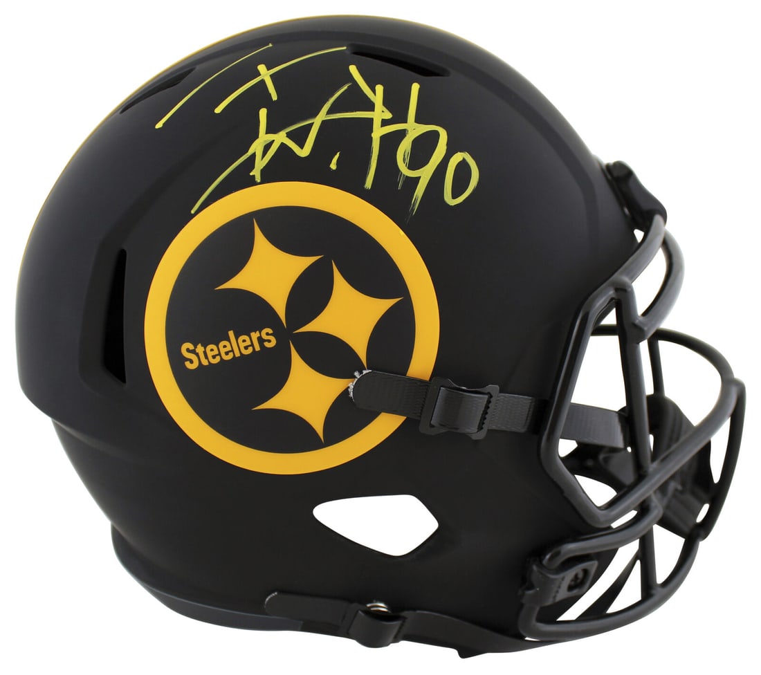 Steelers T.J. Watt Signed Eclipse Full Size Speed Rep Helmet BAS Wit: Steelers T.J. Watt Signed Eclipse Full Size Speed Rep Helmet BAS Wit Sport: Football Product: Helmet Original/Reprint: Original Player: T.J. Watt Team: Pittsburgh Steelers Autograph Authentication: Be