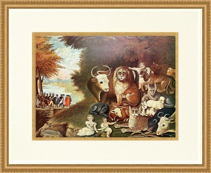 Edward Hicks The Peaceable Kingdom Museum Print Newly Custom Framed: Edward Hicks The Peaceable Kingdom Museum Print Newly Custom Framed Features: Framed Matted Region Of Origin: united states Item Width: 14 in Title: The Peaceable Kingdom Production Technique: Lithogr