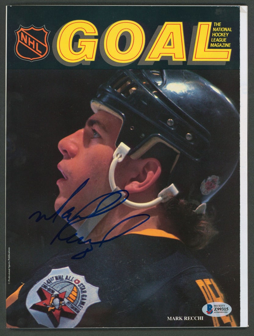 Penguins Mark Recchi Signed Goal Magazine Autographed BAS #Z99315: Penguins Mark Recchi Signed Goal Magazine Autographed BAS #Z99315 Sport: Hockey Product: Magazine Original/Reprint: Original Player: Mark Recchi Team: Pittsburgh Peguins Autograph Authentication: Beck