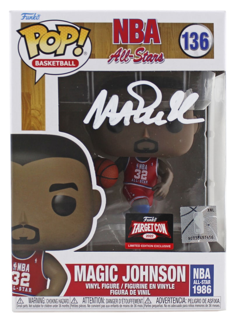 Magic Johnson Signed All Stars #136 Funko Pop Vinyl Figure w/ White Sig BAS Wit: Magic Johnson Signed All Stars #136 Funko Pop Vinyl Figure w/ White Sig BAS Wit Sport: Basketball Original/Reprint: Original Player: Magic Johnson Autograph Authentication: Beckett Team: Los Angeles L