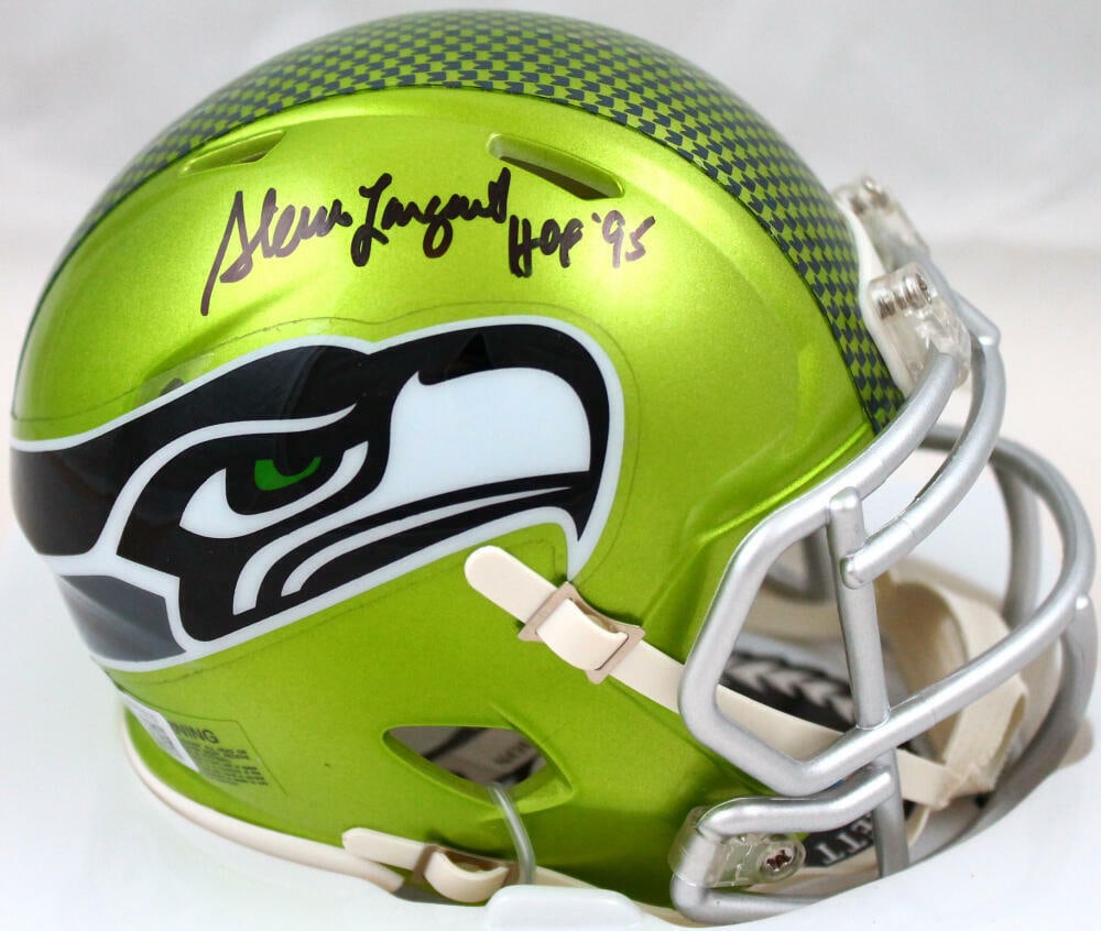 Steve Largent Signed Seattle Seahawks Flash Speed Mini Helmet w/HOF-BeckettWHolo: Steve Largent Signed Seattle Seahawks Flash Speed Mini Helmet w/HOF-BeckettWHolo Sport: Football Product: Helmet Original/Reprint: Original Player: Steve Largent Team: Seattle Seahawks Autograph Authe