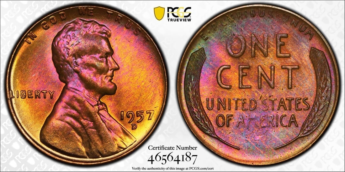 1957 D LINCOLN WHEAT CENT PENNY 1C PCGS MS 66 RB MINT STATE UNC - RED BROWN (187: 1957 D LINCOLN WHEAT CENT PENNY 1C PCGS MS 66 RB MINT STATE UNC - RED BROWN (187Certification: PCGSComposition: CopperGrade: MS-66Year: 1957Circulated/Uncirculated: UncirculatedStrike Type: MSMint Loc