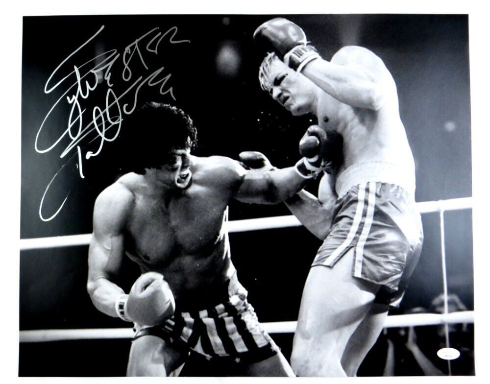 Sylvester Stallone Signed Autographed 16X20 Photo Rocky IV B/W Punch JSA: Sylvester Stallone Signed Autographed 16X20 Photo Rocky IV B/W Punch JSA Industry: Movies Object Type: Photograph Original/Reproduction: Original Signed By: Sylvester Stallone Autograph Authentication