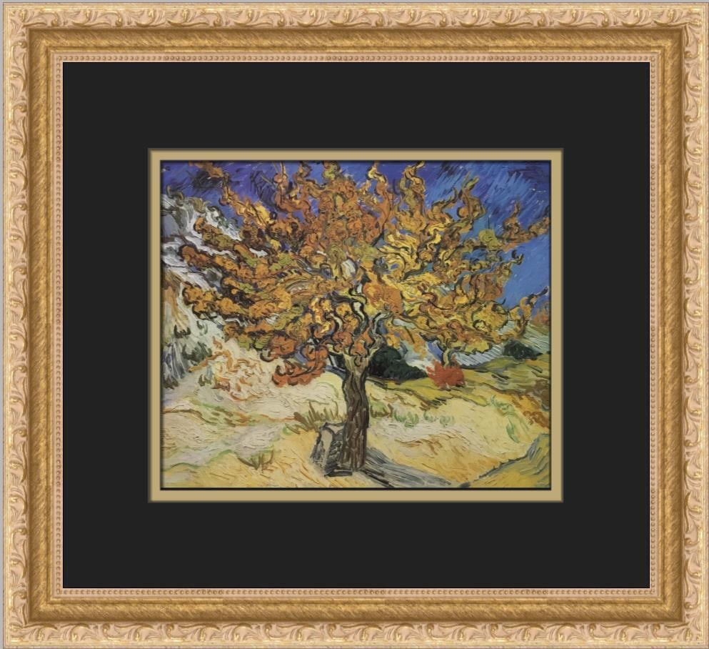 Vincent Van Gogh Mulberry Tree Custom Framed Print: Vincent Van Gogh Mulberry Tree Custom Framed Print Size: Medium Region Of Origin: United States Artist: Vincent van Gogh Production Technique: Offset Lithograph Framing: Matted & Framed Style: Express