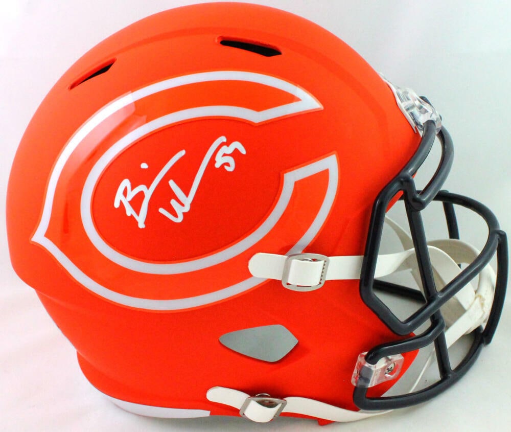 Brian Urlacher Autographed Chicago Bears Amp Speed F/S Helmet - Beckett W*Black: Brian Urlacher Autographed Chicago Bears Amp Speed F/S Helmet - Beckett W*Black Sport: Football Product: Helmet Original/Reprint: Original Team: Chicago Bears Player: Brian Urlacher Autograph Authenti