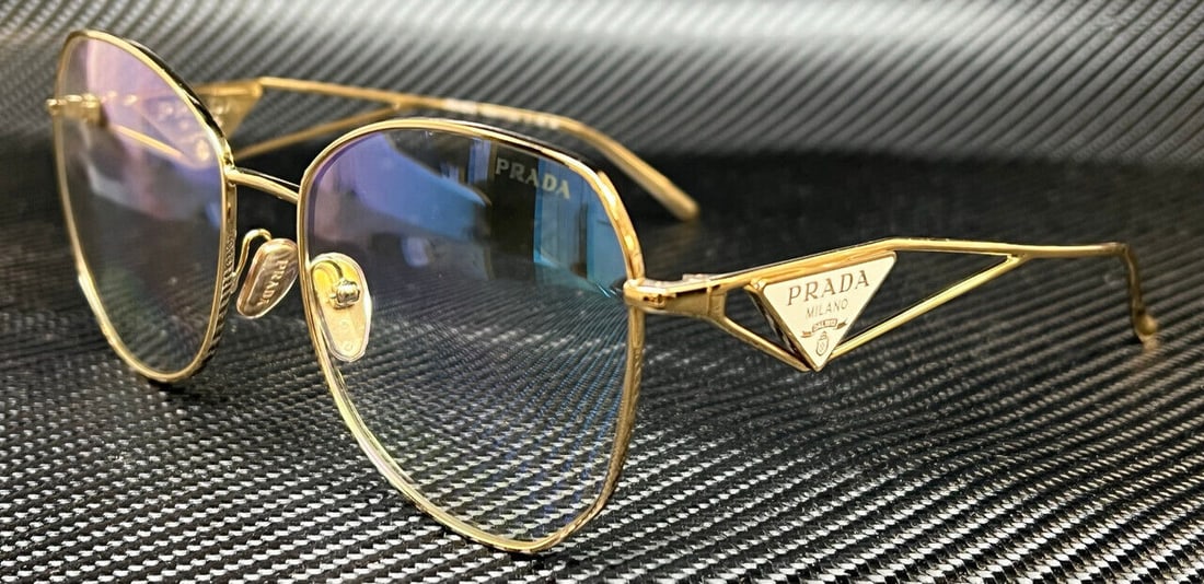 PRADA PR 57YS ZVN08N Pale Gold Clear Blue Womens 57 mm Sunglasses: PRADA PR 57YS ZVN08N Pale Gold Clear Blue Womens 57 mm Sunglasses Frame Color: Gold Type: Sunglasses Frame Material: Stainless Steel Metal Style: Irregular Lens Color: Clear Frame Color: Gold Frame Ma