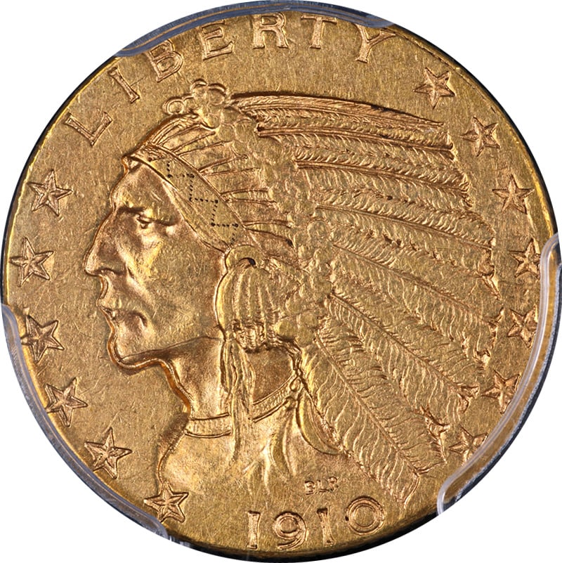 1910-P Indian Gold $5 PCGS AU55 Nice Eye Appeal Strong Strike: 1910-P Indian Gold $5 PCGS AU55 Nice Eye Appeal Strong Strike Certification: PCGS Circulated/Uncirculated: Circulated Mint Location: Philadelphia Grade: AU55 Certification Number: 8517.55/25104027 Com