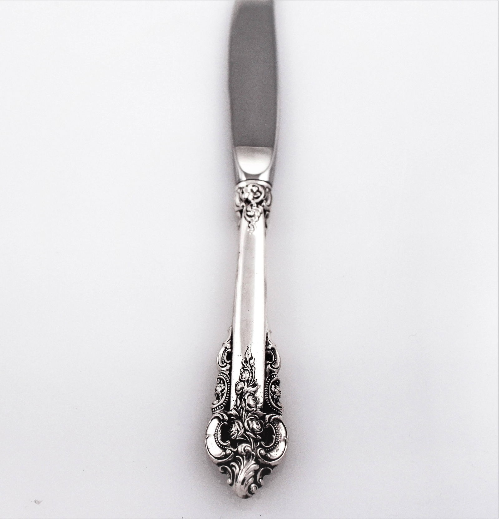 Grande Baroque Flatware for 36: Grande Baroque Flatware for 36 Creator: Wallace Silversmiths (Manufacturer) Dimensions: Height: 9 in (22.86 cm)Diameter: 1.5 in (3.81 cm) Sold As: Set of 180 Materials and Techniques: Sterling Silver