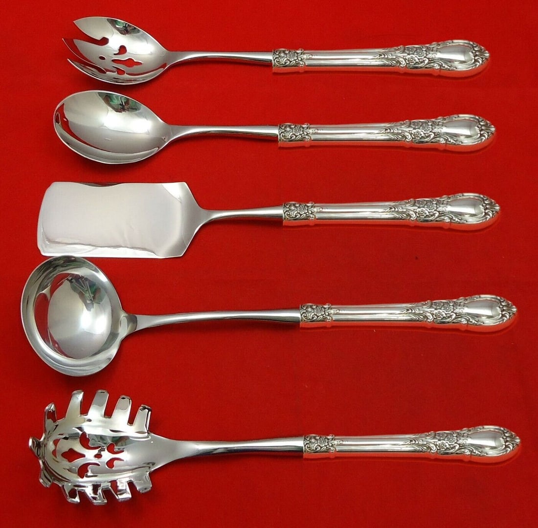 American Victorian by Lunt Sterling Silver Hostess Serving Set 5pc HH WS Custom: American Victorian by Lunt Sterling Silver Hostess Serving Set 5pc HH WS Custom Pattern: American Victorian Composition: Sterling Silver Type: Hostess Set Age: Post-1940 Maker: Lunt American victorian