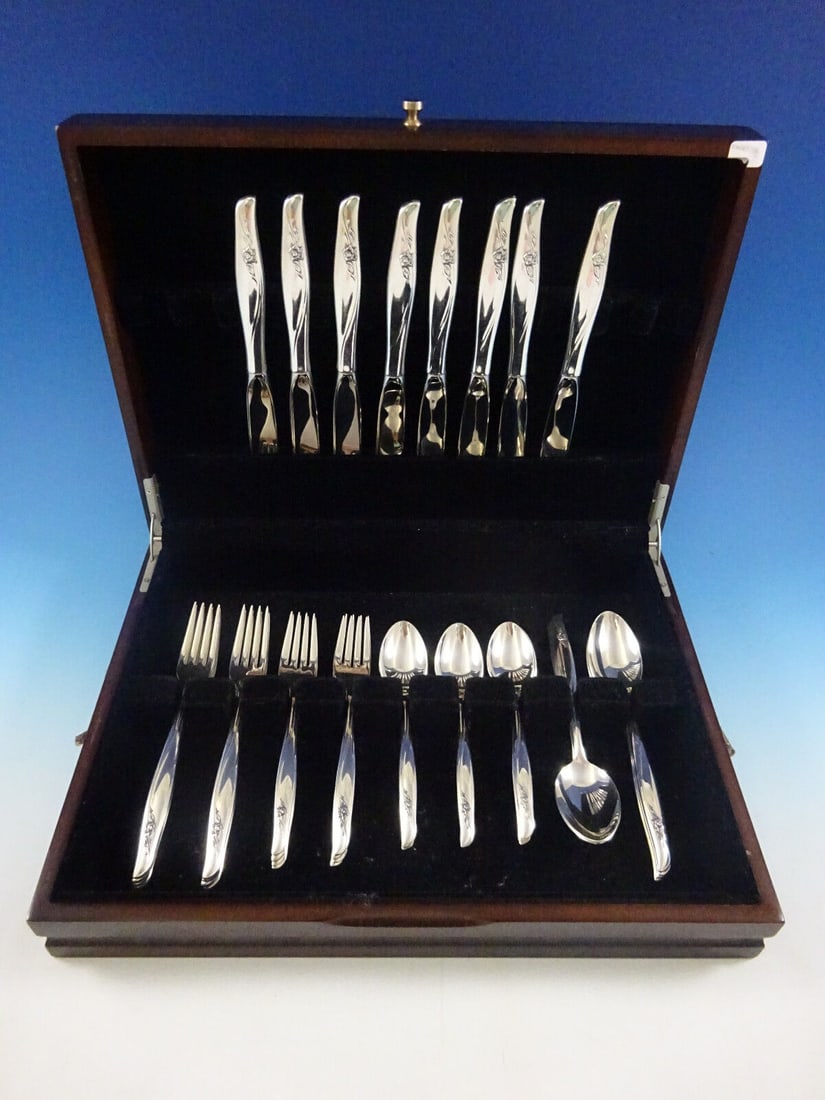 Sea Rose by Gorham Sterling Silver Flatware Service For 8 Set 40 Pcs Midcentury: Sea Rose by Gorham Sterling Silver Flatware Service For 8 Set 40 Pcs Midcentury Composition: Sterling Silver Maker: Gorham Type: Flatware - Sets Age: Post-1940 Modern flowing-style sea rose by gorham