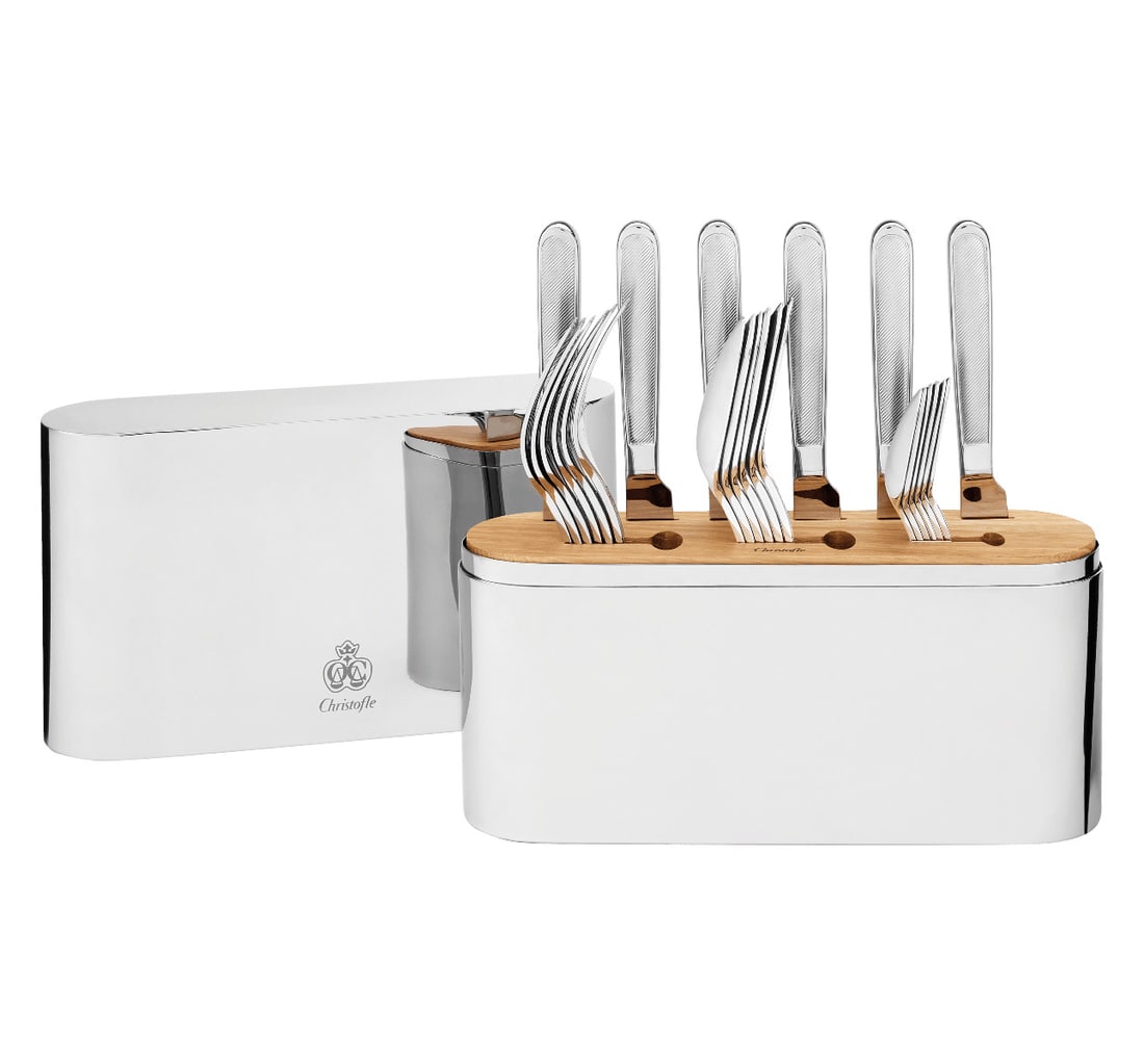 Concorde by Christofle France Stainless Steel Flatware Set 24 Pieces - New: Concorde by Christofle France Stainless Steel Flatware Set 24 Pieces - New Type: Set with Case or Tray Material: Stainless Steel Service For: 6 This 24-piece stainless steel 24-piece set contains dini
