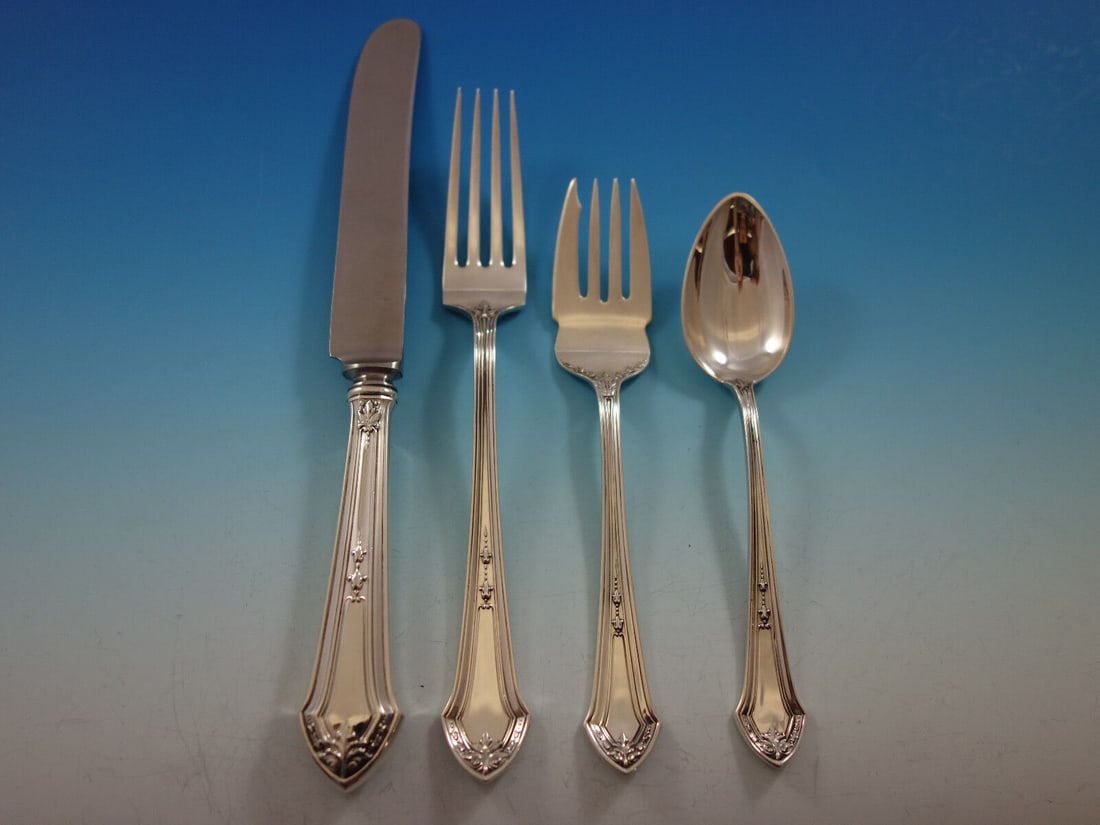 Lenox by Durgin Sterling Silver Flatware Set for 12 Service 52 pieces: Lenox by Durgin Sterling Silver Flatware Set for 12 Service 52 pieces Age: 1900-1940 Pattern: Lenox Style: Art Deco Type: Flatware - Sets Composition: Sterling Silver Maker: Durgin Featured Refinement