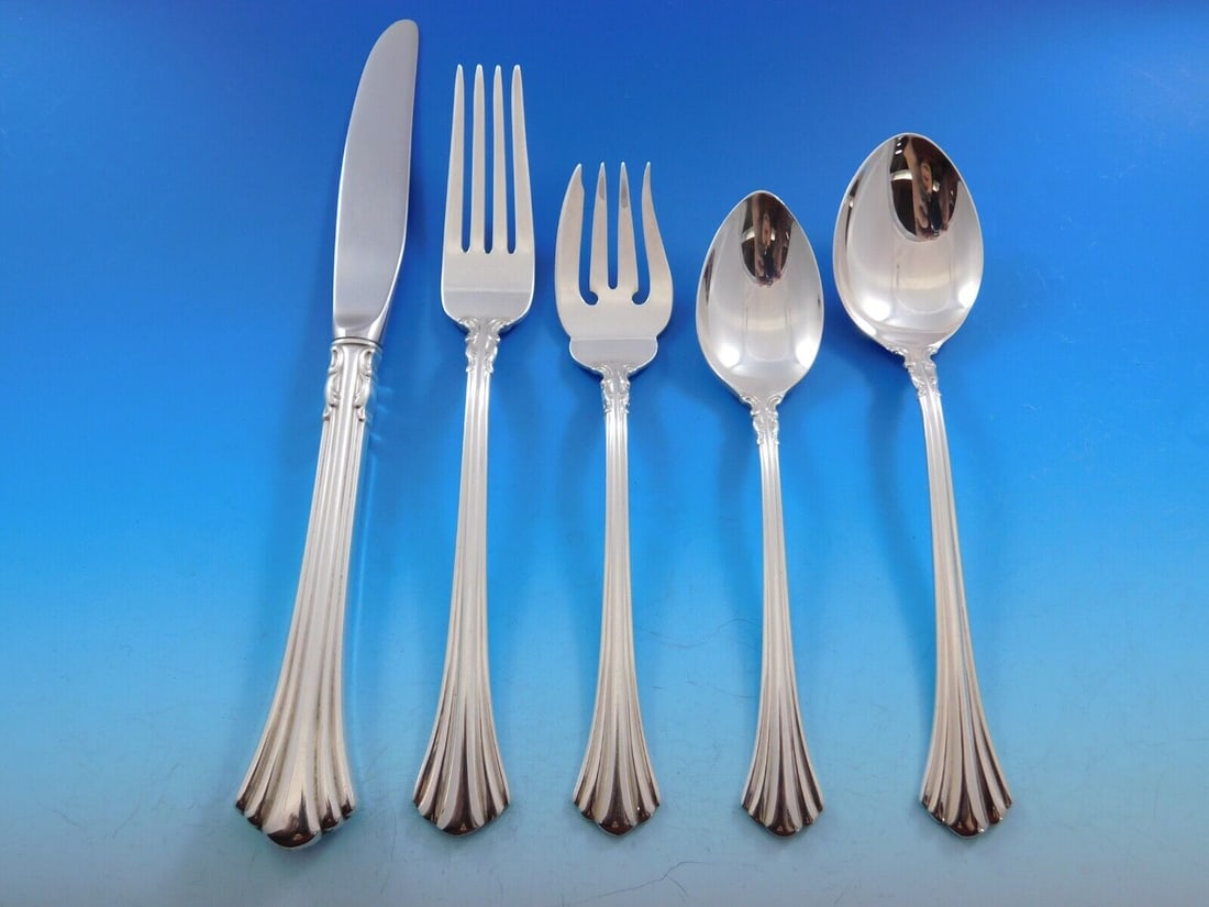 Eighteenth Century by Reed & Barton 18th Sterling Silver Flatware Set 46 Pieces: Eighteenth Century by Reed & Barton 18th Sterling Silver Flatware Set 46 Pieces Maker: Reed & Barton Composition: Sterling Silver Age: Post-1940 Pattern: Eighteenth Century Type: Flatware - Sets Empha