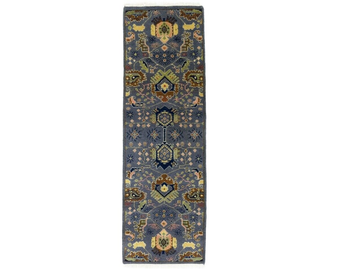 Handmade Gray Floral Design 3X8 Chobi Oriental Runner Rug Kitchen Hallway Carpet: Handmade Gray Floral Design 3X8 Chobi Oriental Runner Rug Kitchen Hallway Carpet Free continental US Shipping Type: Runners Color: Gray Cream Rust Pastel Yellow Light Olive Navy Blue etc Size: 2"7 x 7
