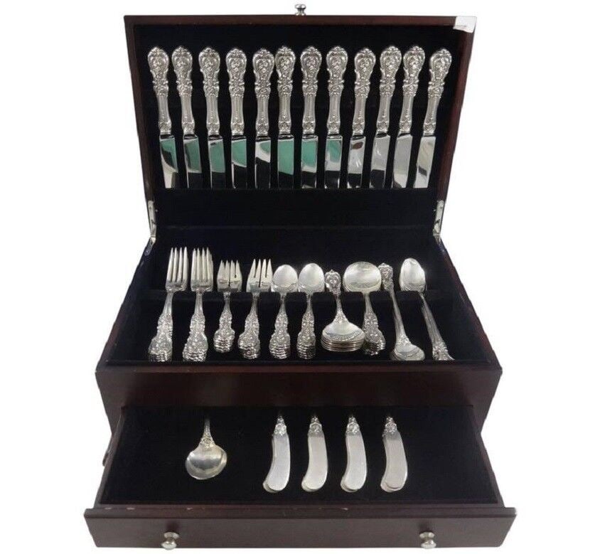 Francis I by Reed & Barton Sterling Silver Flatware Set 12 Old Mark 85 Pieces: Francis I by Reed & Barton Sterling Silver Flatware Set 12 Old Mark 85 Pieces Age: 1900-1940 Pattern: Francis I Type: Flatware - Sets Composition: Sterling Silver Featured Refinements: Reed Barton Fra