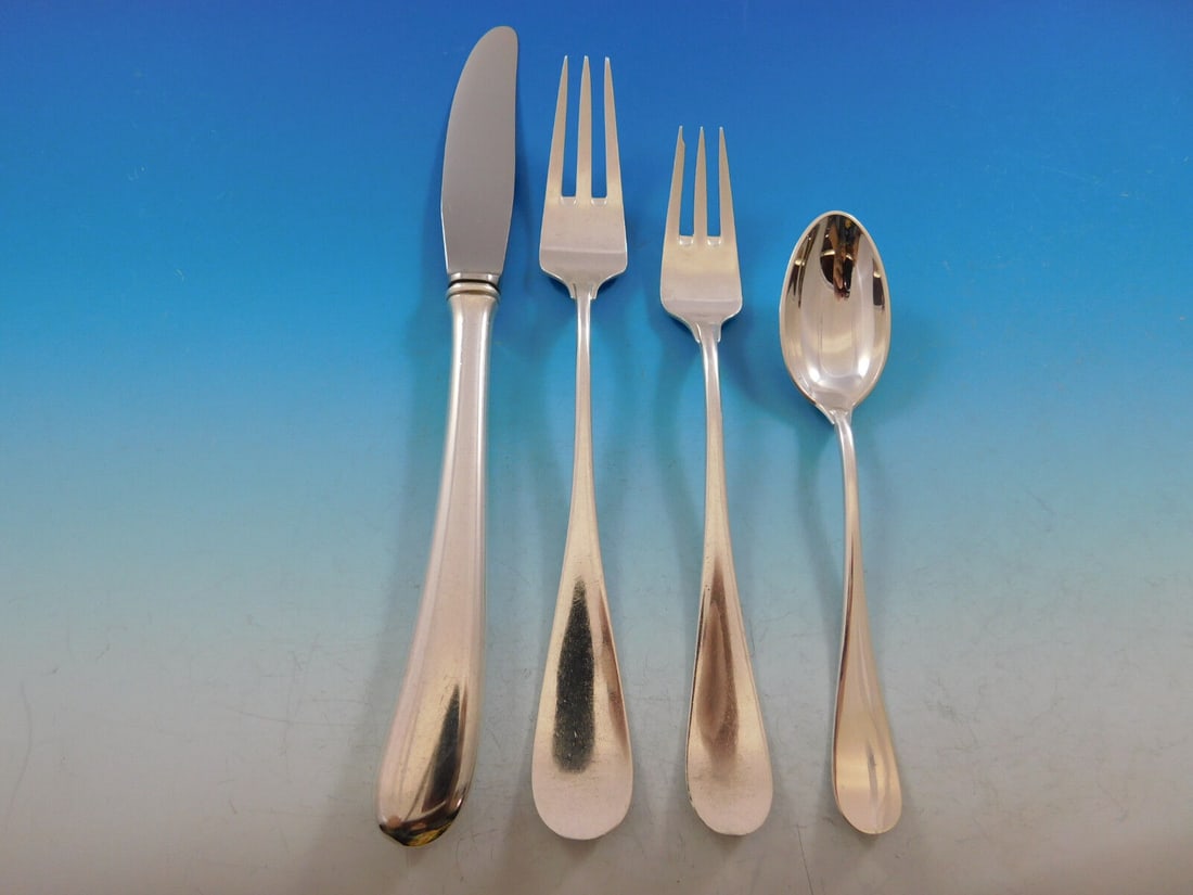 Classic by Michelsen Sterling Silver Flatware Set Service 53 pcs Modern Dinner: Classic by Michelsen Sterling Silver Flatware Set Service 53 pcs Modern Dinner Maker: Michelsen Pattern: Classic Featured Refinements: Sterling Silver Service for 12 Age: Post-1940 Composition: Sterli