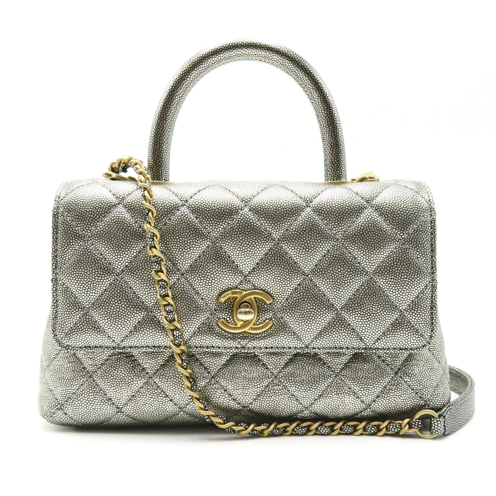 chanel coco handle gray