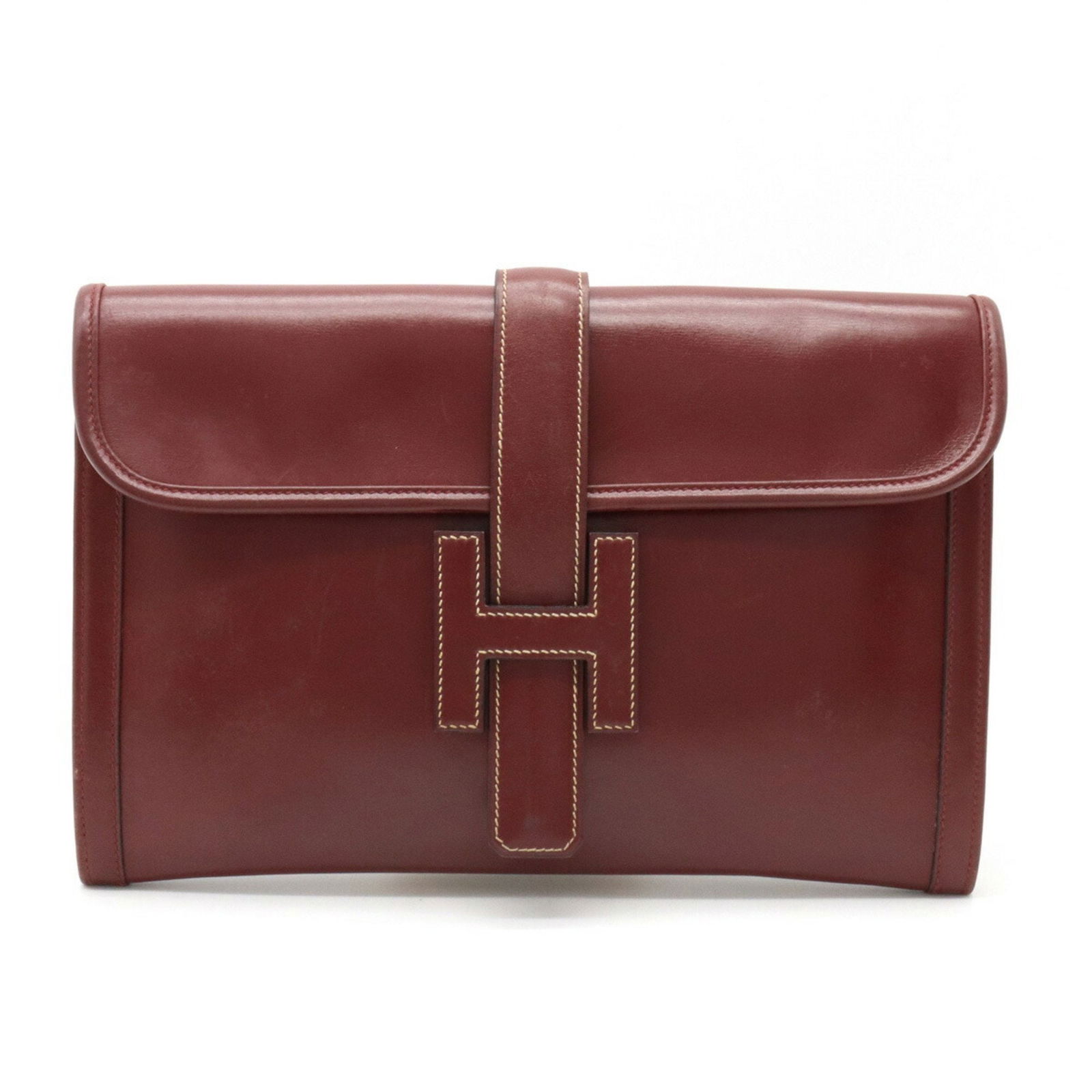 HERMES Gigi PM Second Bag Clutch Leather Bordeaux *H Stamp: HERMES Gigi PM Second Bag Clutch Leather Bordeaux *H Stamp Brand: Hermes Line: Jige Type: Clutch bag Material: Leather Leather: Color: Bordeaux Style: Casual Gender: Women Size (HxWxD): 19cm x 29cm x