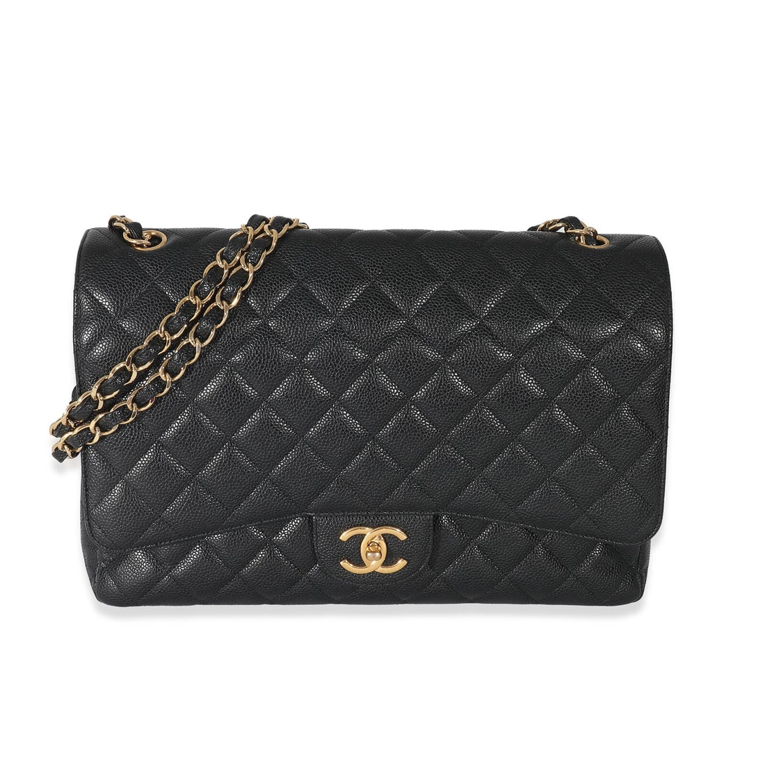 Chanel Black Caviar Maxi Double Flap Bag: Chanel Black Caviar Maxi Double Flap Bag Seller Notes: (Item is in very good condition with minor signs of wear. Exterior corner scuffing. Scratching to (Item is in very good condition with minor sign